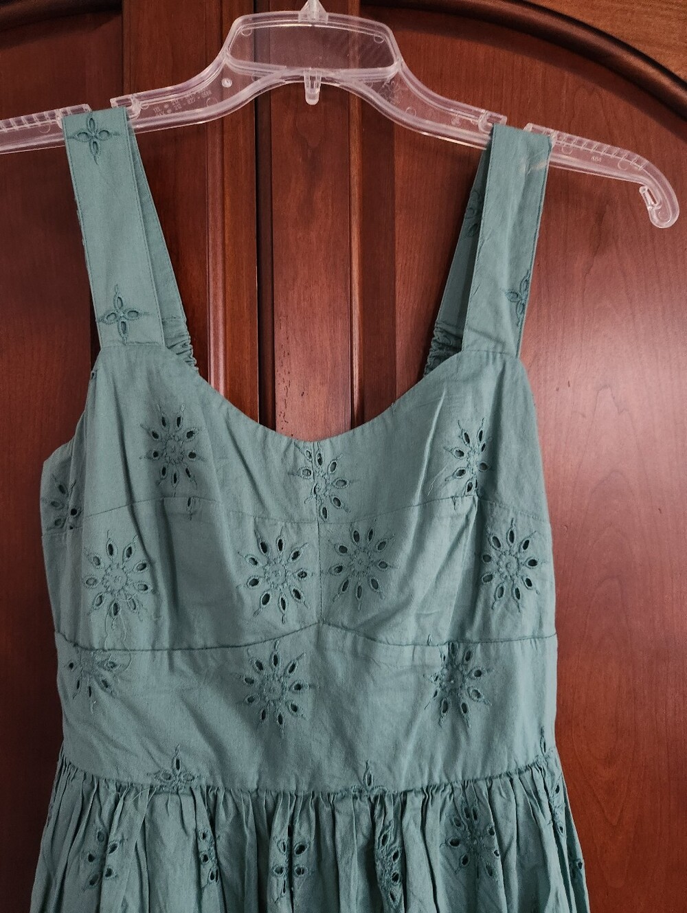 J. Crew Green Eyelet Cotton Camisole Dress